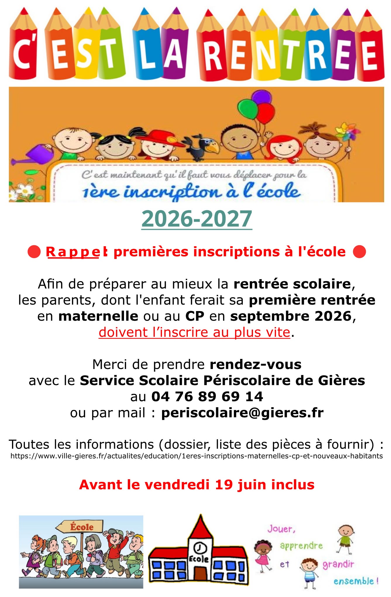 2026 inscription maternelle